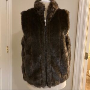 Worthington Dark Brown Reversible Faux Fur Vest